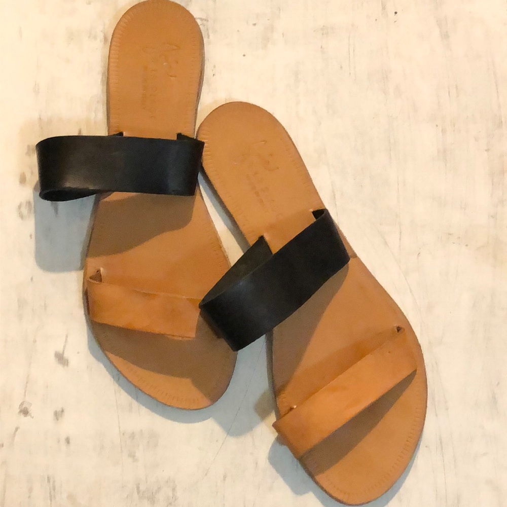 Joie A La Plage Black/Tan Two Band Sandal Sz 40